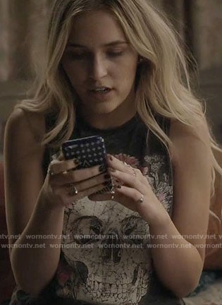 Maddie’s floral skull graphic top on Nashville