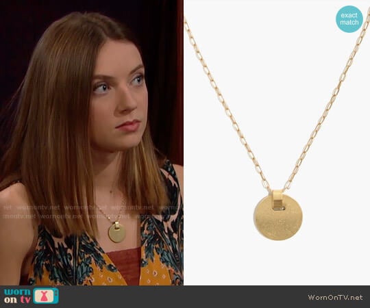Madewell Cymbal Pendant Necklace worn by Coco Spectra (Courtney Grosbeck) on The Bold and the Beautiful