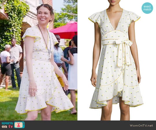 Marc Jacobs Printed Voile Ruffle-Sleeve Dress worn by Liza Miller (Sutton Foster) on Younger