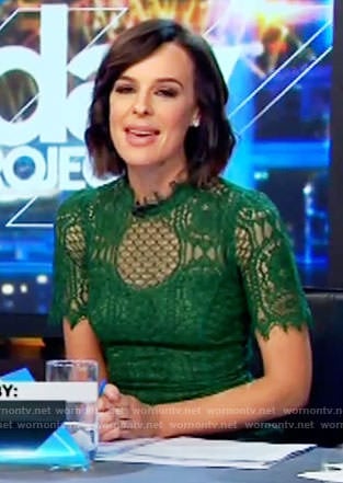 Natarsha’s green lace dress on The Project