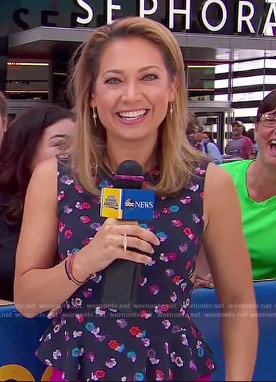 Ginger’s navy floral peplum top on Good Morning America