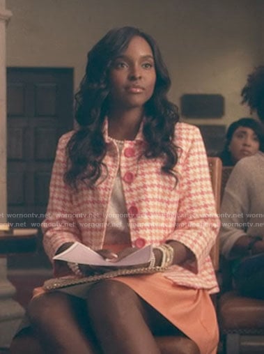 Coco’s pink houndstooth jacket on Dear White People