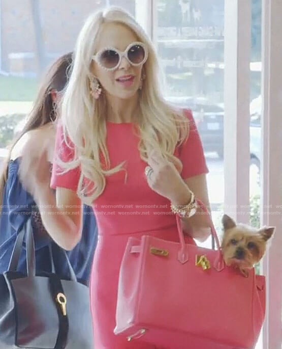 Kameron’s pink ruffle hem dress on The Real Housewives of Dallas