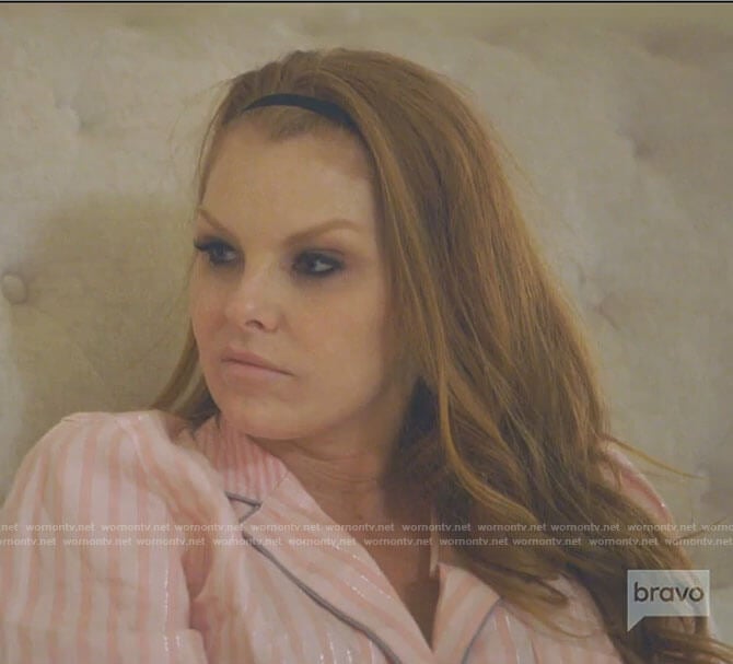 Brandi’s pink striped pajamas on The Real Housewives of Dallas