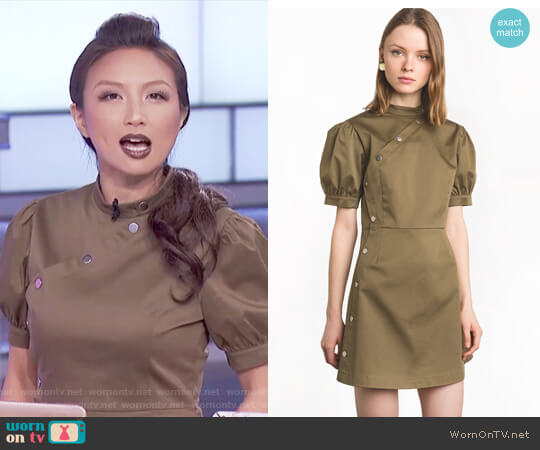 Pixie Market Olive Snap Button Dress worn by Jeannie Mai on The Real