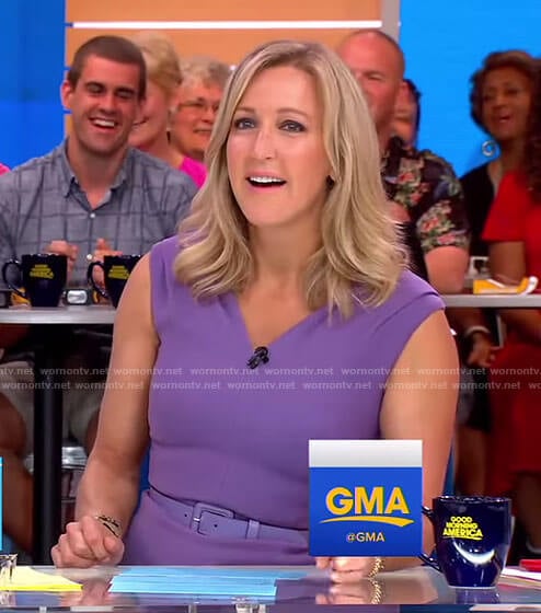 Lara’s purple v-neck sheath dress on Good Morning America