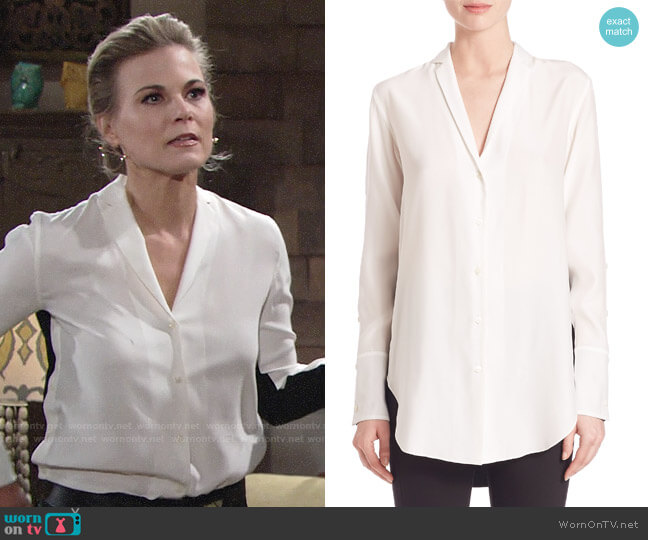 Rag & Bone Leighton Colorblock Silk Shirt worn by Phyllis Newman (Gina Tognoni) on The Young and the Restless