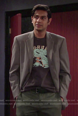 Ravi’s T-Rex graphic tee on The Young and the Restless
