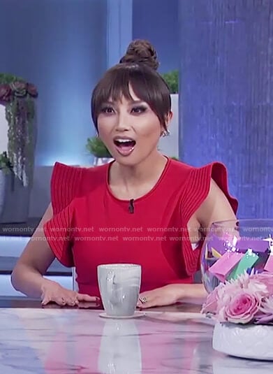 Jeannie’s red ruffle sleeve dress on The Real