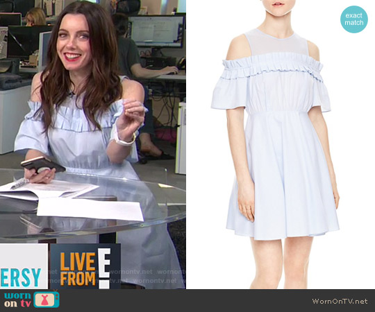Sandro Smocky Cold-Shoulder Dress worn by Melanie Bromley on E! News