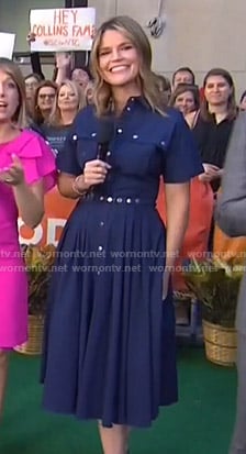 Savannah’s blue button front pleated dress on Today