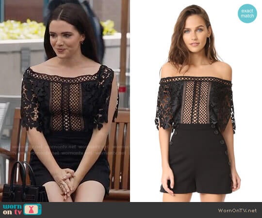Self Portrait Off-Shoulder Romper worn by Jane Sloan (Katie Stevens) on The Bold Type