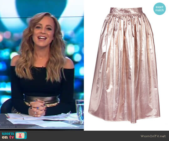 Skin and Threads Full Metallic Skirt worn by Carrie Bickmore on The Project