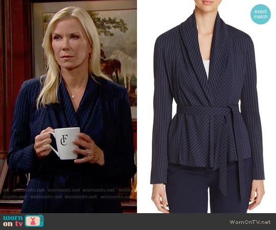 St. Emile Tokyo Pinstripe Belted Blazer worn by Brooke Logan (Katherine Kelly Lang) on The Bold and the Beautiful