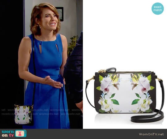 Ted Baker Forget Me Not Crosshatch Crossbody worn by Caroline Spencer (Linsey Godfrey) on The Bold and the Beautiful