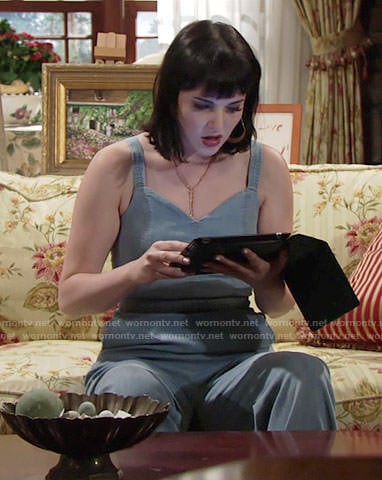 Tessa’s chambray jumpsuit on The Young and the Restless