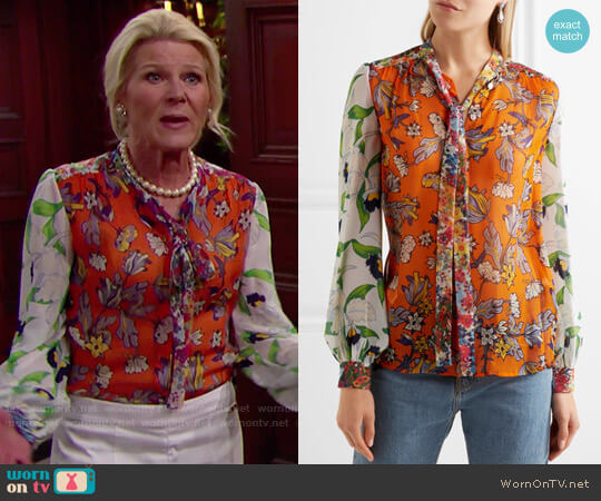 Tory Burch Kia Blouse worn by Pamela Douglas (Alley Mills) on The Bold and the Beautiful