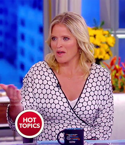 Sara’s white polka-dot wrap dress on The View
