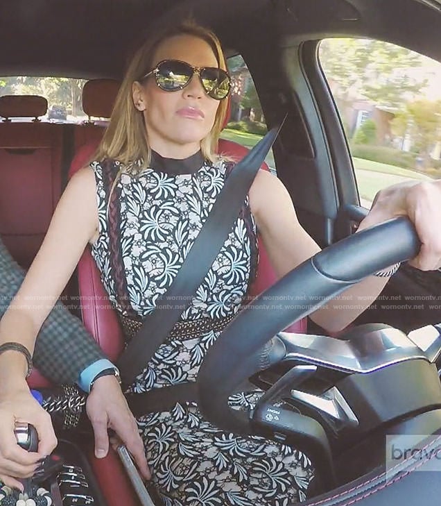 Cary’s white floral embroidered dress on The Real Housewives of Dallas