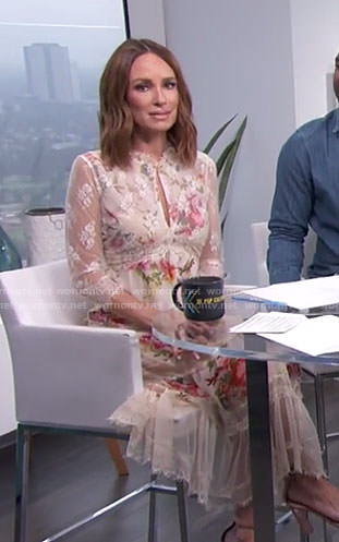 Catt’s white floral lace dress with keyhole on E! News Daily Pop