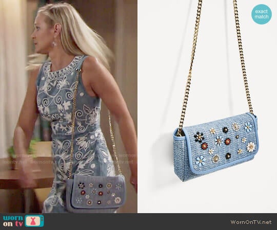 Zara Crossbody Bag with Flowers worn by Sharon Newman (Sharon Case) on The Young and the Restless