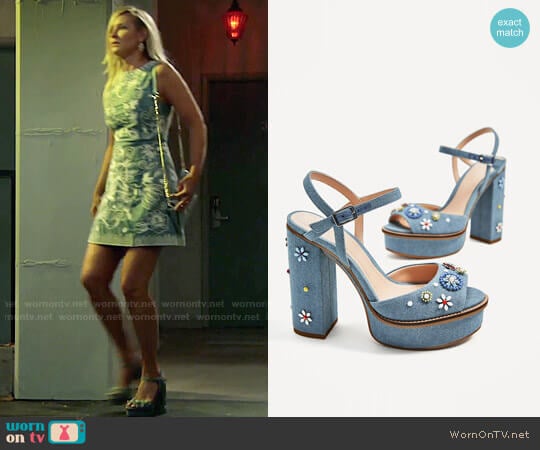 Zara Floral Platform Sandals worn by Sharon Newman (Sharon Case) on The Young and the Restless