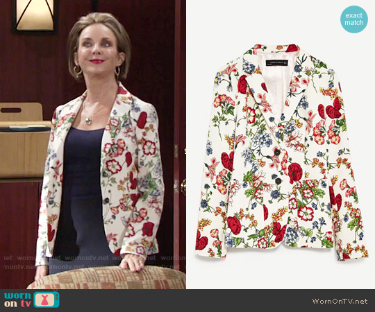 Zara Floral Print Jacket worn by Gloria Abbott Bardwell (Judith Chapman) on The Young and the Restless