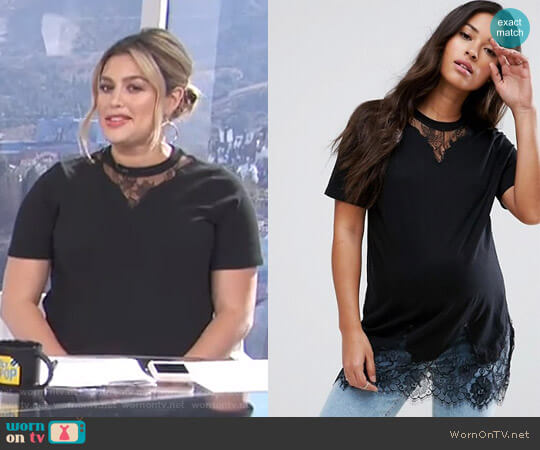 ASOS Maternity Lace Mix Longline T-Shirt worn by Carissa Loethen Culiner on E! News