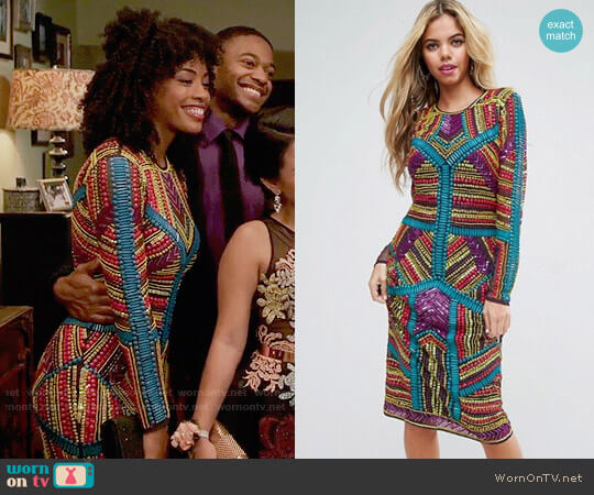 ASOS RED CARPET Geo Multi Coloured Embellished Midi Dress