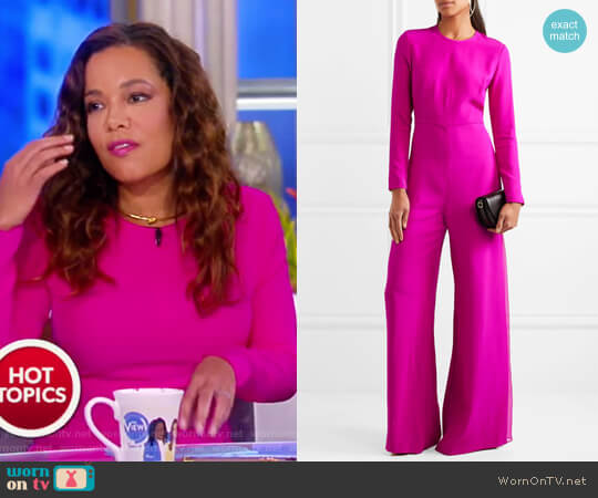 Adam Lippes Chiffon-paneled silk-crepe jumpsuit worn by Sunny Hostin on The View