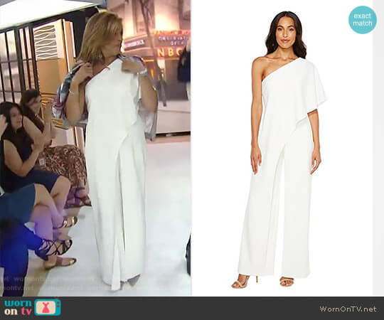 Adrianna Papell One Shoulder Crepe Melania Jumpsuit worn by Hoda Kotb on Today