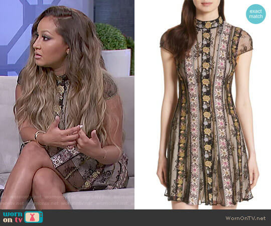 Alice + Olivia Gwyneth Embroidered Floral Dress worn by Adrienne Houghton on The Real