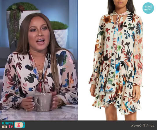 Alice + Olivia Moore Tiered Floral A-Line Dress worn by Adrienne Houghton on The Real