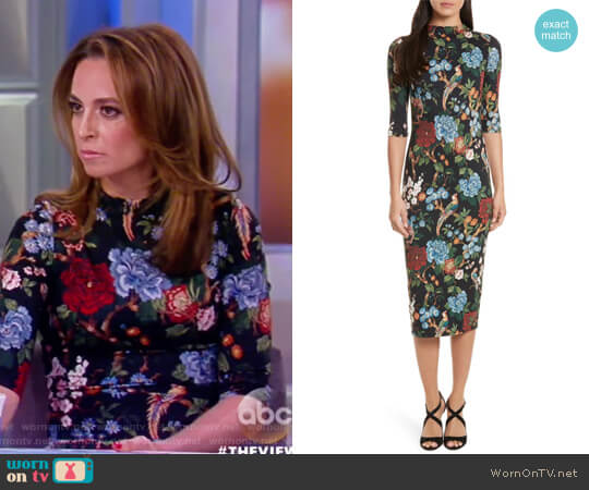 Alice + Olivia Delora Print Fitted Midi Dress worn by Jedediah Bila on The View