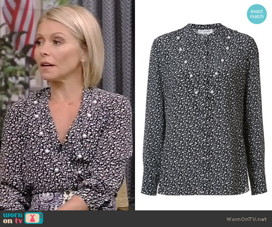 Altuzarra Floral Pearl Blouse worn by Kelly Ripa on Live with Kelly and Mark