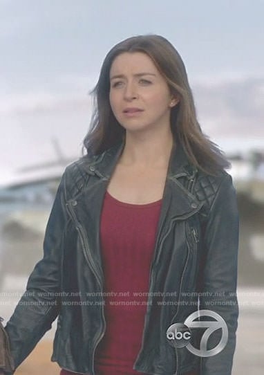 Amelia’s black moto jacket on Grey’s Anatomy