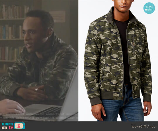 American Rag Mens Camouflage Bomber Jacket worn by Mason Hewitt (Khylin Trejon Rhambo) on Teen Wolf