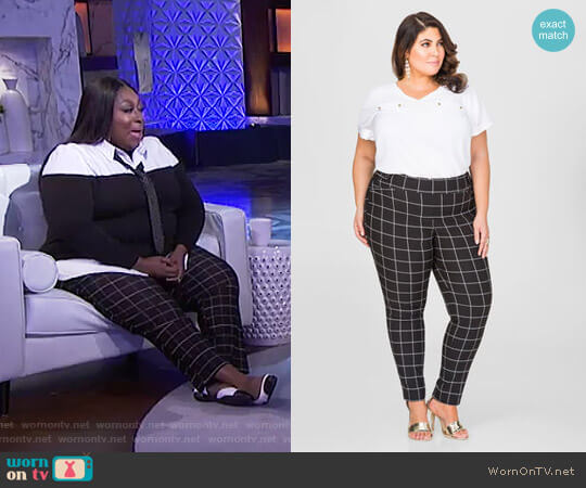 Ashley Stewart Windowpane Dress Pants worn by Loni Love on The Real