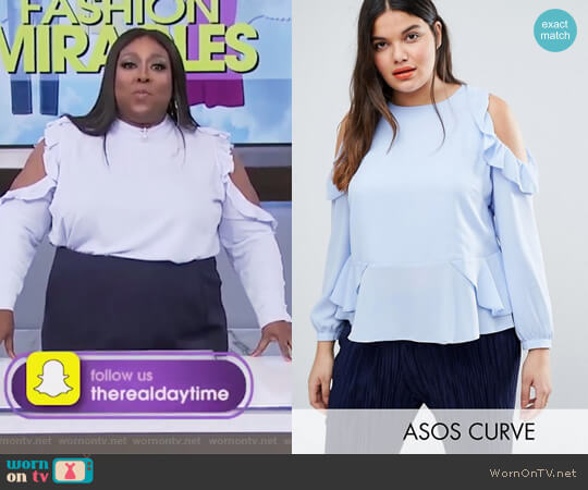 ASOS Blouse With Ruffle Cold Shoulder worn by Loni Love on The Real