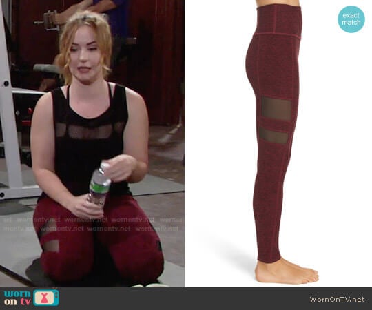 Beyond Yoga High Striped Mesh Leggings worn by Mariah Copeland (Camryn Grimes) on The Young and the Restless