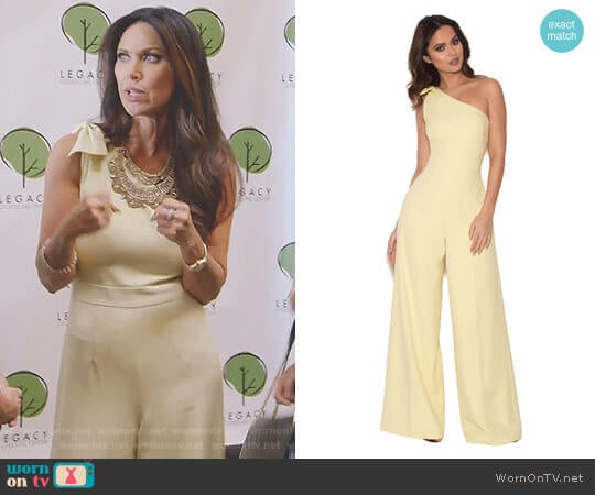 House of CB Courvel Pastel Lemon One Shoulder Jumpsuit worn by LeeAnne Locken on The Real Housewives of Dallas