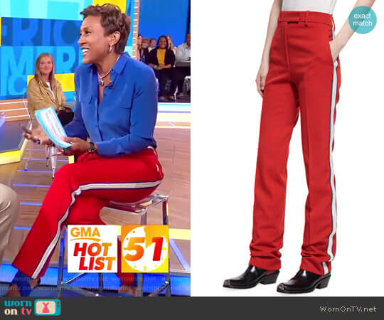 Calvin Klein Side-Stripe Wool Twill Pants worn by Robin Roberts on Good Morning America