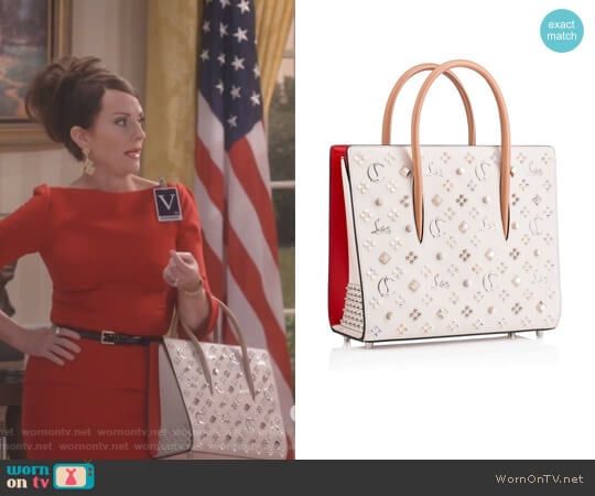 Christian Louboutin Megan Studded Paloma Tote worn by Karen Walker (Megan Mullally) on Will and Grace
