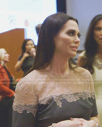 D’Andra’s grey lace and wool dress on The Real Housewives of Dallas