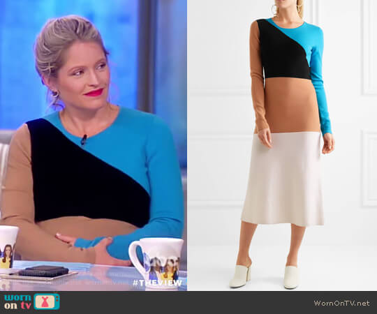 Diane von Furstenberg Color-block wool midi dress worn by Sara Haines on The View