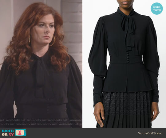 Dolce & Gabbana Pussy-Bow Blouse worn by Grace Adler (Debra Messing) on Will and Grace