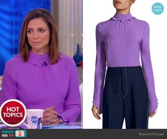 Derek Lam Silk Mockneck Top worn by Paula Faris on The View