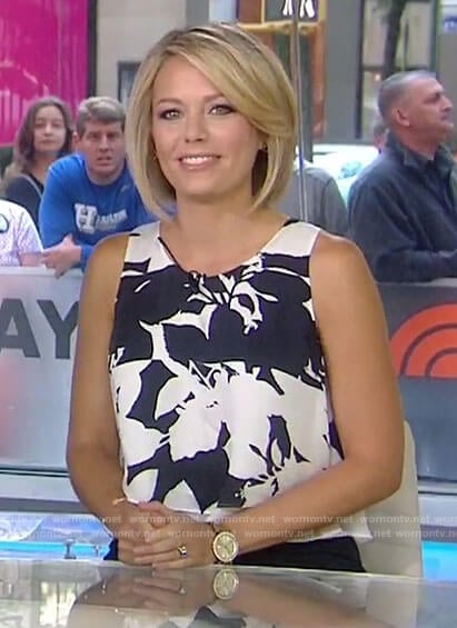 Dylan’s white and navy floral layered top on Today