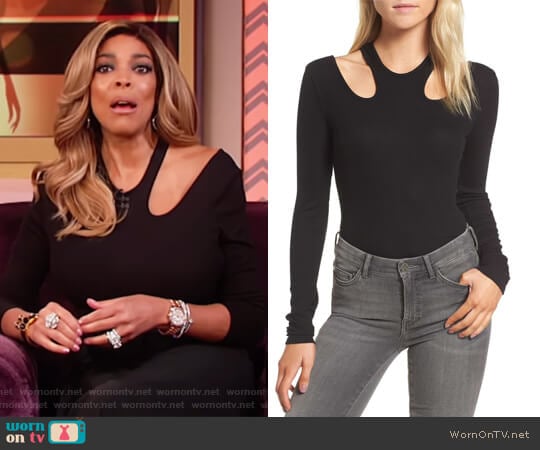 Ella Moss Rhoda Cutout Rib-Knit Bodysuit worn by Wendy Williams on The Wendy Williams Show