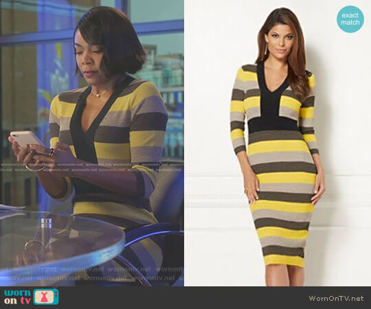 New York & Company Eva Mendes Collection Francisca Stripe Sweater Dress worn by Mary Jane Paul (Gabrielle Union) on Being Mary Jane